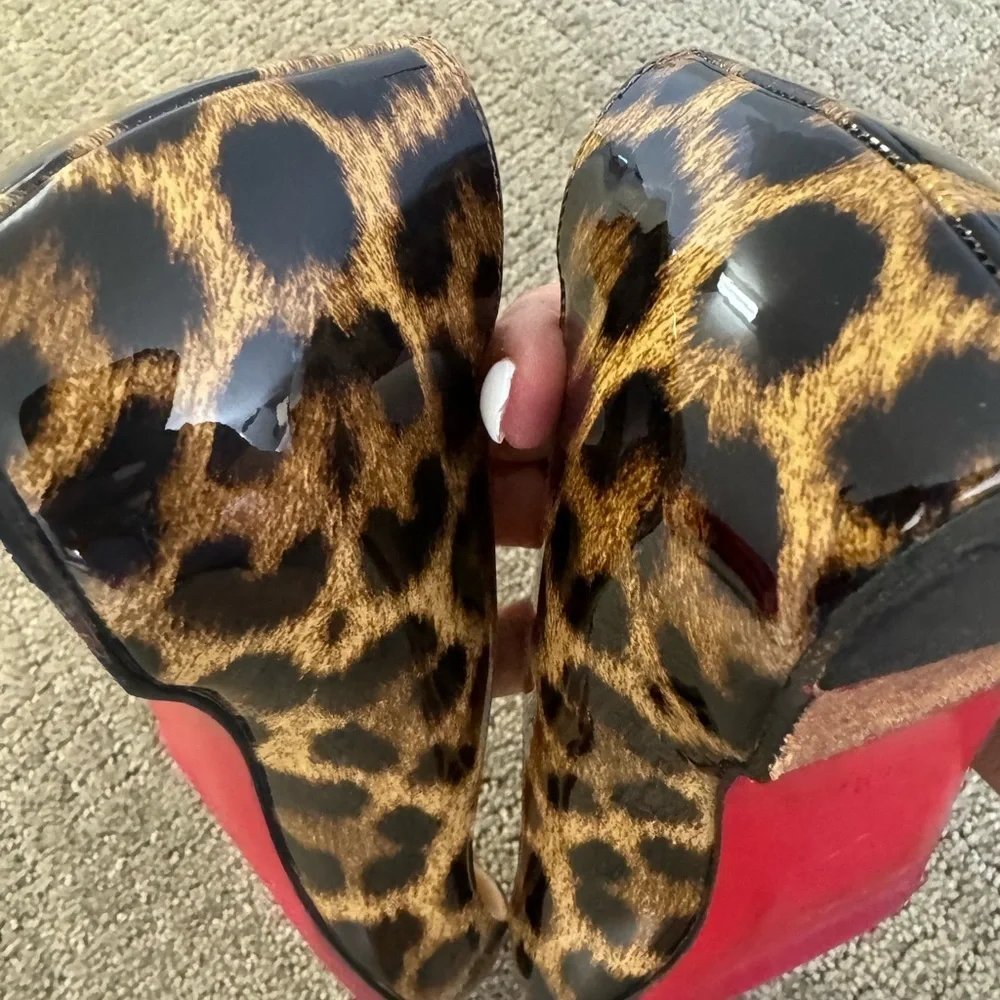 Christian Louboutin Leopard Patent Point Toe Flats - Picture 9 of 11